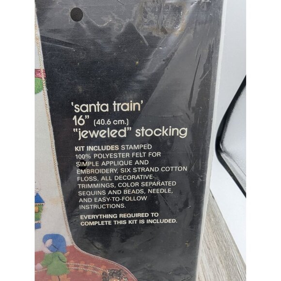 Sultana Christmas Needlecraft Kit Santa Train Jeweled Stocking 16" Polyester & C - Picture 2 of 10
